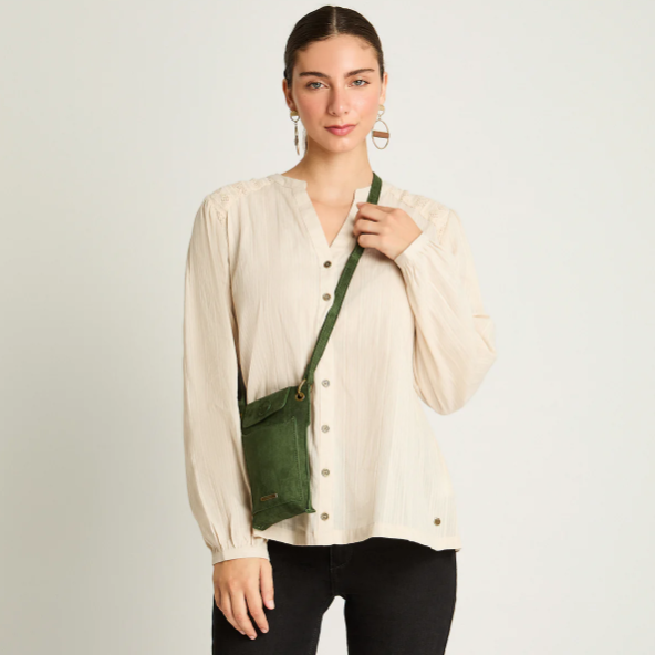 Porta Celular De Suede Texturizado Camel